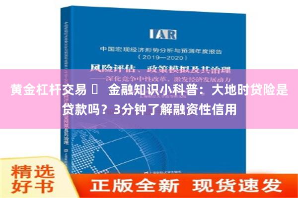 黄金杠杆交易 ​ 金融知识小科普：大地时贷险是贷款吗？3分钟了解融资性信用