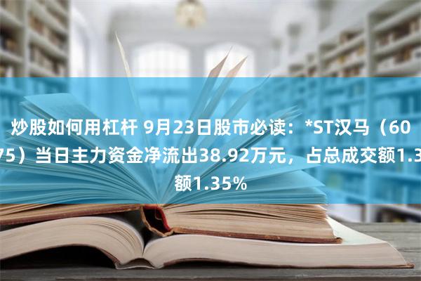 炒股如何用杠杆 9月23日股市必读：*ST汉马（600375）当日主力资金净流出38.92万元，占总成交额1.35%