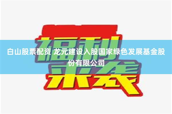 白山股票配资 龙元建设入股国家绿色发展基金股份有限公司